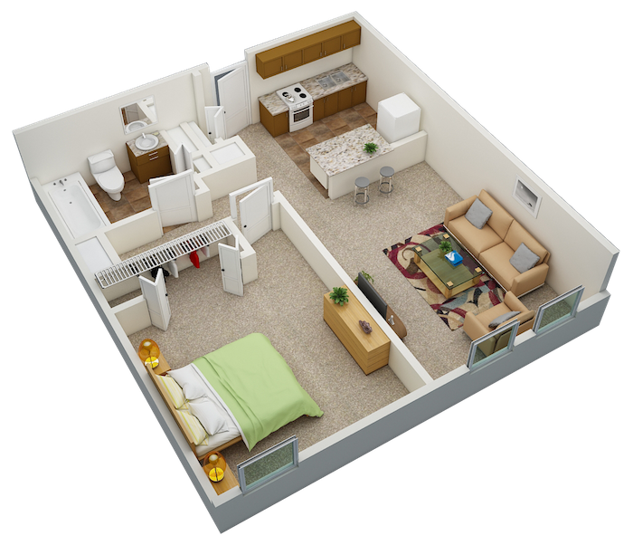 Sundale Manor Apartments in Jacksonville, FL 1 bedroom, 1 bathroom floor plan
